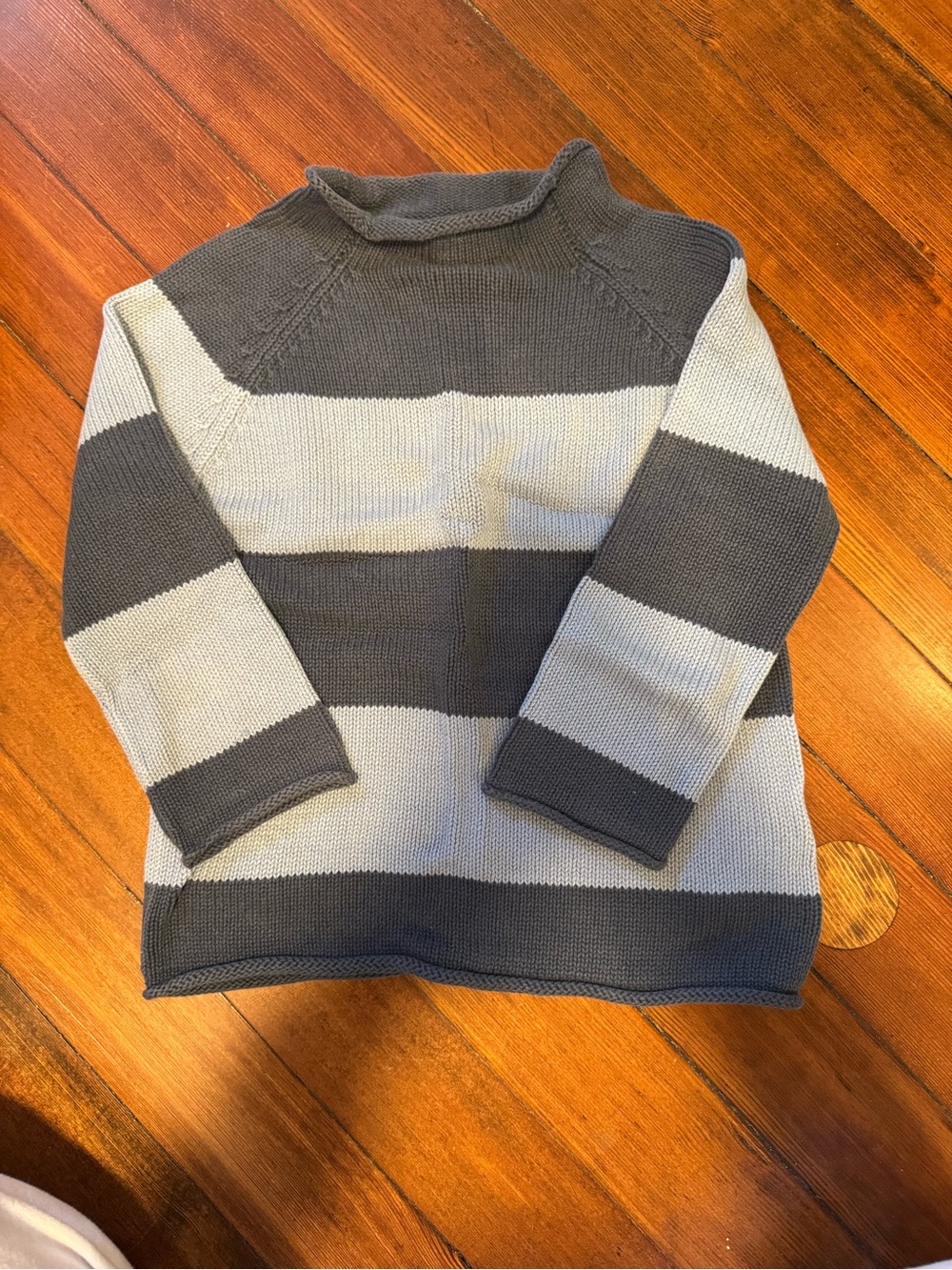Crewcuts Iconic Roll Neck Blue Striped Sweater Knit Sweater